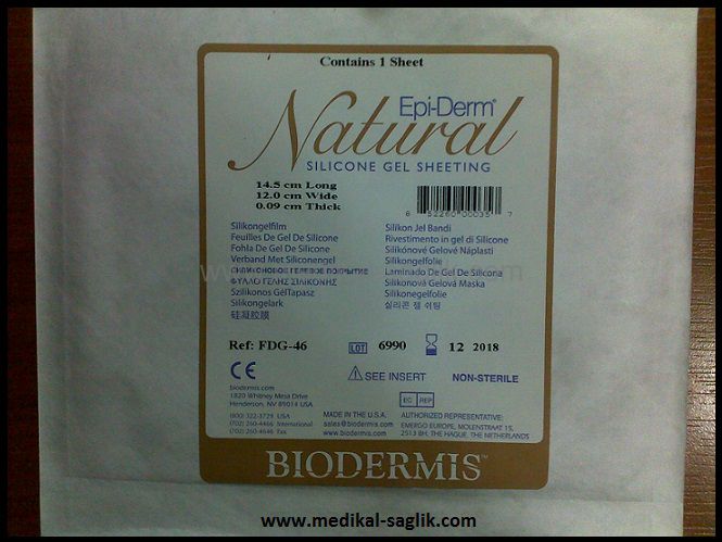 epiderm naturel kumasli standart silikon jel yanik yara ortusu silikon sheet