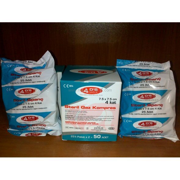 STERİL-GAZ-KOMPRES-7,5X7,5CM 25 Lİ PAKET 50 LİK KUTU